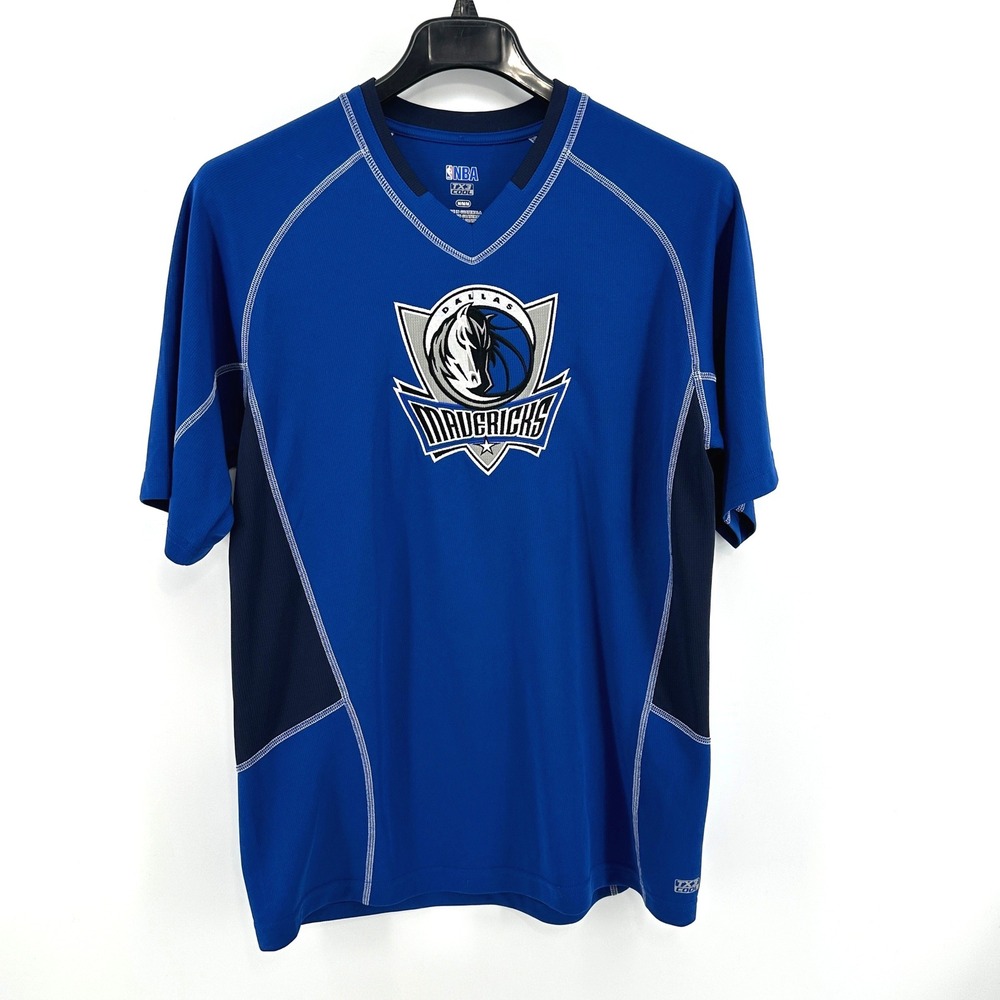NBA Dallas Mavericks Shirt Mens Medium Blue Logo TX3 Cool Athletic Fit Y2K